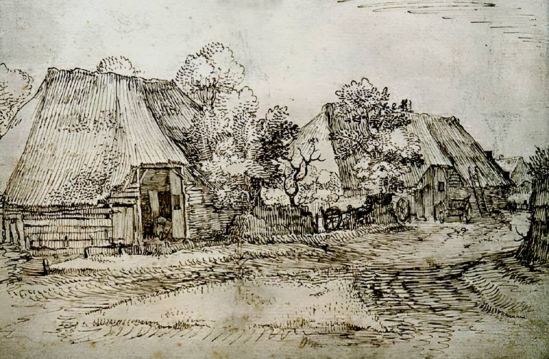 Twee boerderijen. Claes Jansz Visscher de Jongere, 1610 (Washington, Nat. Gall. of Art).