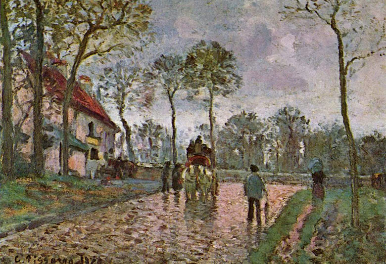 Camille Pissarro. De postkoets van Louveciennes. 1870.