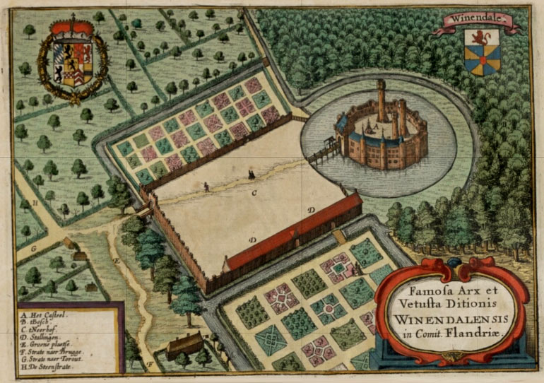 Het kasteel van Wijnendale. (Bron: Antonius Sanderus, Flandria Illustrata, 1640)