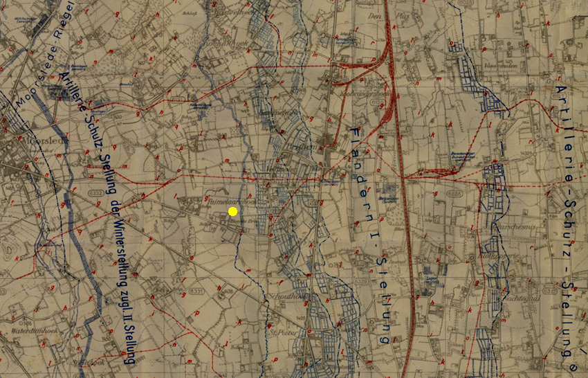 Duitse stafkaart. Moorseele-Nord. 12 februari 1918 (Coll. McMaster University. Hamilton, Canada.