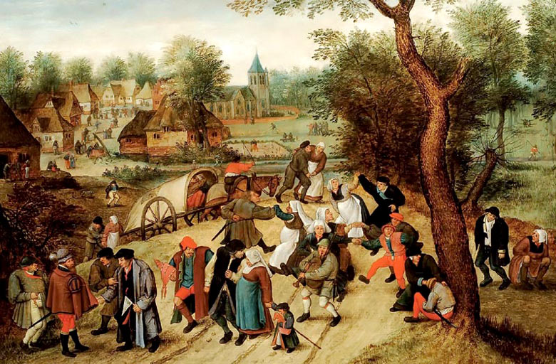 Terugkeer van de dorpskermis. Pieter Brueghel de Jonge, ca. 1607 (Bron: Wikimedia).